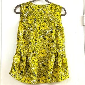 Megan Park Yellow Floral Silk Sleeveless Top Sz  00